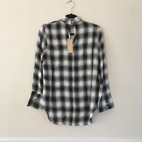 1 Left! Plaid Choker Neck Tunic Top - Picture 7 of 7